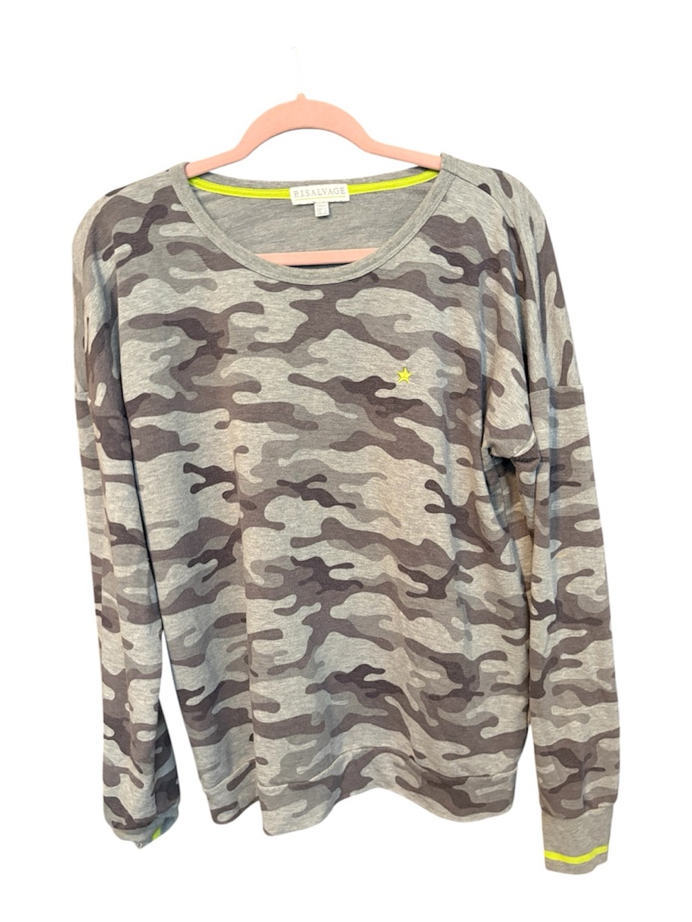 Women Gray Camo Long-Sleeve Sweater